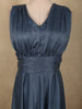 Steel Blue Solid Design Shimmer Pleated Party Wear Gown
