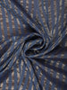 Steel Blue Striped Woven Design Pure Tissue Silk Fancy Saree with Scalloped Border