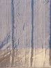 Steel Blue Zari Woven Design Pure Tissue Silk Saree with Rich Zari Border