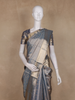 Steel Blue Zari Woven Design Pure Tissue Silk Saree with Rich Zari Border