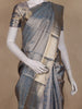 Steel Blue Zari Woven Design Pure Tissue Silk Saree with Rich Zari Border