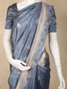 Steel Grey Butta Zari Woven Design Pure Banarasi Saree with Silver Zari Border