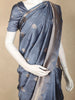 Steel Grey Butta Zari Woven Design Pure Banarasi Saree with Silver Zari Border