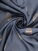Steel Grey Butta Zari Woven Design Pure Banarasi Saree with Silver Zari Border