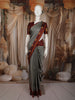 Steel Grey Butta Zari Woven Design Pure Kanchipuram Silk Saree with Contrast Border