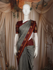 Steel Grey Butta Zari Woven Design Pure Kanchipuram Silk Saree with Contrast Border