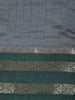 Steel Grey Checked Design Soft Silk Fancy Wear Saree with Contrast Zari Border