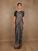 Steel Grey Floral Design Tussar Silk Saree