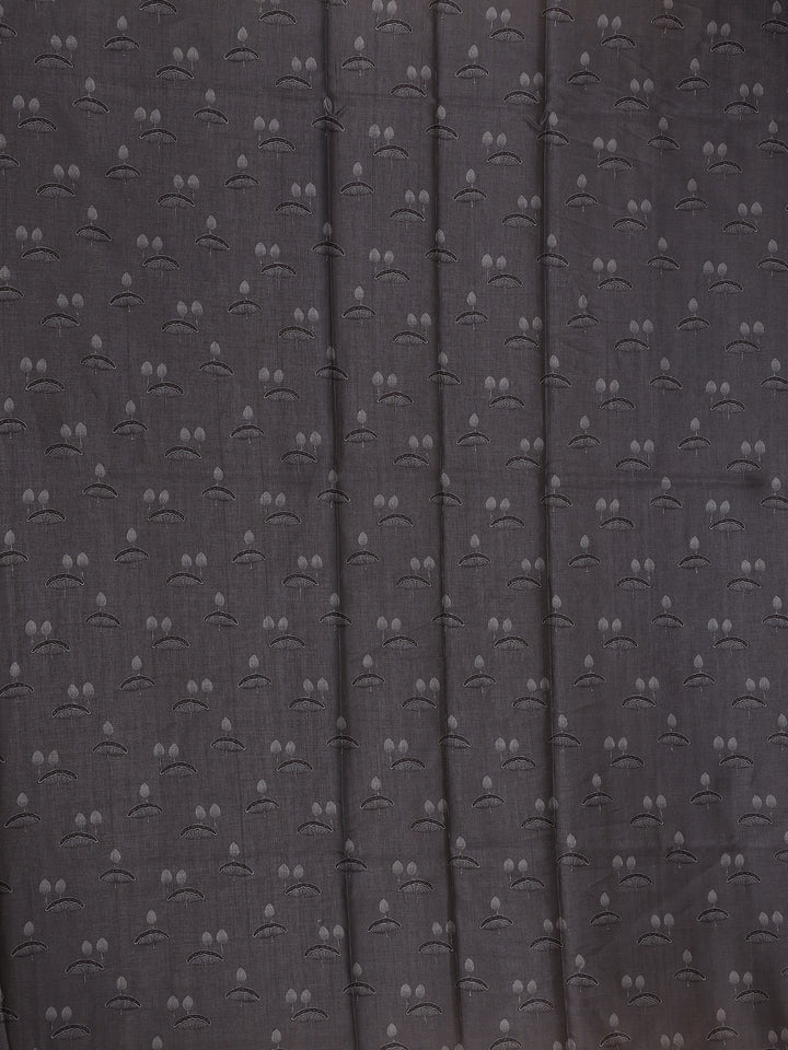 Steel Grey Floral Design Tussar Silk Saree - Diadem