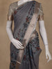 Steel Grey Floral Printed Design Tussar Silk Saree
