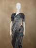 Steel Grey Geometric Printed Design Tussar Silk Saree
