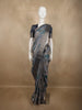 Steel Grey Geometric Printed Design Tussar Silk Saree