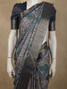 Steel Grey Geometric Printed Design Tussar Silk Saree