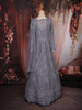 Steel Grey Heavy Sequins and Thread Embellished Design Net Engagement Gown with Net Dupatta