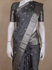 Steel Grey Leaf Motif Woven Kanchipuram Silk Saree