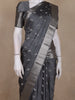 Steel Grey Leaf Motif Woven Kanchipuram Silk Saree
