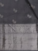 Steel Grey Leaf Motif Woven Kanchipuram Silk Saree