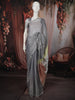 Steel Grey Solid Woven Design Pure Tissue Silk Party Wear Saree with Scalloped Border