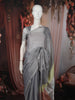 Steel Grey Solid Woven Design Pure Tissue Silk Party Wear Saree with Scalloped Border