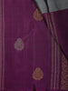 Steel Silver Grey Butta Zari Woven Design Pure Kanchipuram Silk Saree with Contrast Traditional Zari Border
