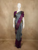 Steel Silver Grey Butta Zari Woven Design Pure Kanchipuram Silk Saree with Contrast Traditional Zari Border