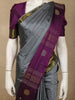 Steel Silver Grey Butta Zari Woven Design Pure Kanchipuram Silk Saree with Contrast Traditional Zari Border