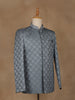 Steel Blue Geometric Design Men's Suit