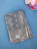 Steel Grey Floral Design Woven Tissue Silk Saree - Diadem