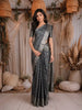 Steel Grey Leaf Motif Woven Kanchipuram Silk Saree