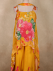 Sunflower Mustard Yellow Floral Sequins and Beads Embroidered Design Crepe Palazzo Suit