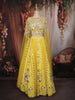 Sunflower Yellow Heavy Mirror and Beads Embroidered Design Net Haldi Lehenga Set with Cape Dupatta