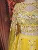 Sunflower Yellow Heavy Mirror and Beads Embroidered Design Net Haldi Lehenga Set with Cape Dupatta