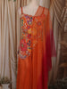 Sunset Orange Floral Beads and Thread Embroidered Design Tissue Palazzo Suit with Dupatta