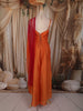 Sunset Orange Floral Beads and Thread Embroidered Design Tissue Palazzo Suit with Dupatta