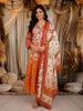 Sunset Orange Floral Printed Design Cotton Straight Cut Salwar Suit with Dupatta