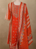 Sunset Orange Floral Zari and Mirror Embroidered Design Crepe Salwar Suit