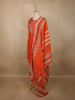 Sunset Orange Floral Zari and Mirror Embroidered Design Crepe Salwar Suit