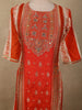 Sunset Orange Floral Zari and Mirror Embroidered Design Crepe Salwar Suit
