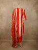 Sunset Orange Floral Zari and Mirror Embroidered Design Crepe Salwar Suit