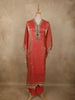 Sunset Orange Mirror Embroidered Design Kaftan-style Organza Salwar Suit