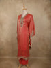 Sunset Orange Mirror Embroidered Design Kaftan-style Organza Salwar Suit