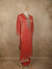 Sunset Orange Mirror Embroidered Design Kaftan-style Organza Salwar Suit