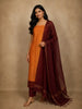 Sunset Orange Butta Woven Design Pure Cotton Unstitched Salwar Material with Contrast Dupatta