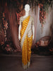 Sunshine Yellow Checked Woven Design Pure Kanchipuram Silk Saree with Contrast Zari Border
