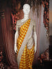 Sunshine Yellow Checked Woven Design Pure Kanchipuram Silk Saree with Contrast Zari Border