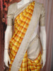 Sunshine Yellow Checked Woven Design Pure Kanchipuram Silk Saree with Contrast Zari Border