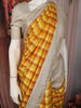 Sunshine Yellow Checked Woven Design Pure Kanchipuram Silk Saree with Contrast Zari Border