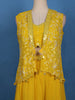 Sunshine Yellow Floral Embroidered Georgette Palazzo Suit