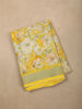 Sunshine Yellow Floral Printed Design Linen Cotton Saree