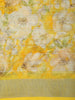 Sunshine Yellow Floral Printed Design Linen Cotton Saree